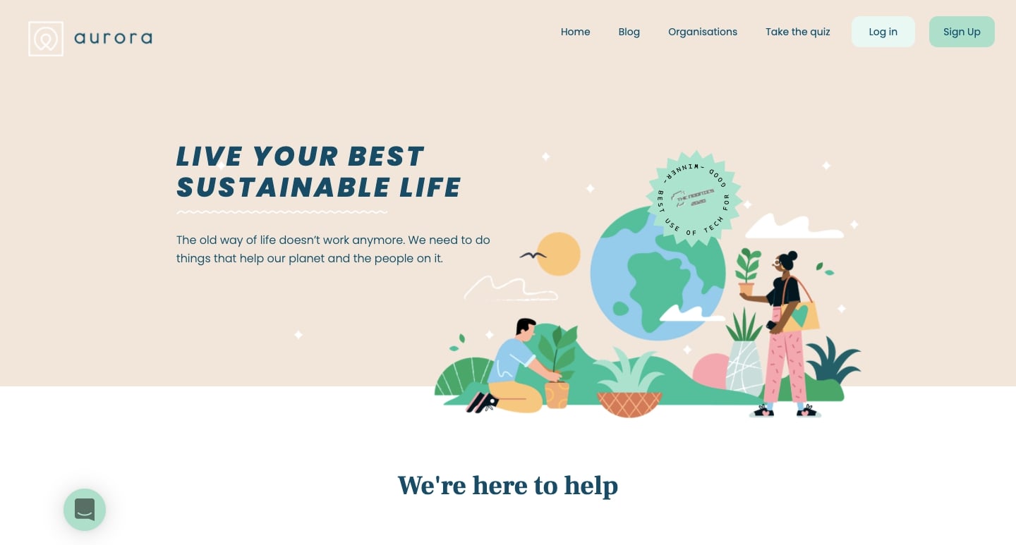 The Aurora home page.