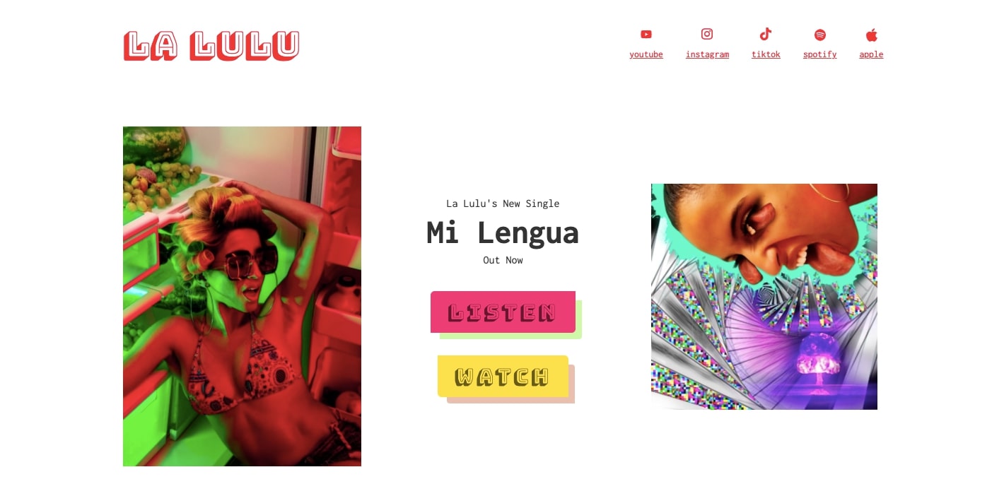 An image of La Lulu's portfolio website.