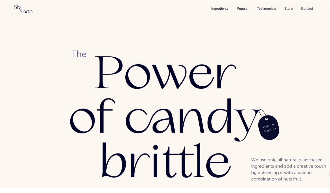 Screenshot of candy brittle template
