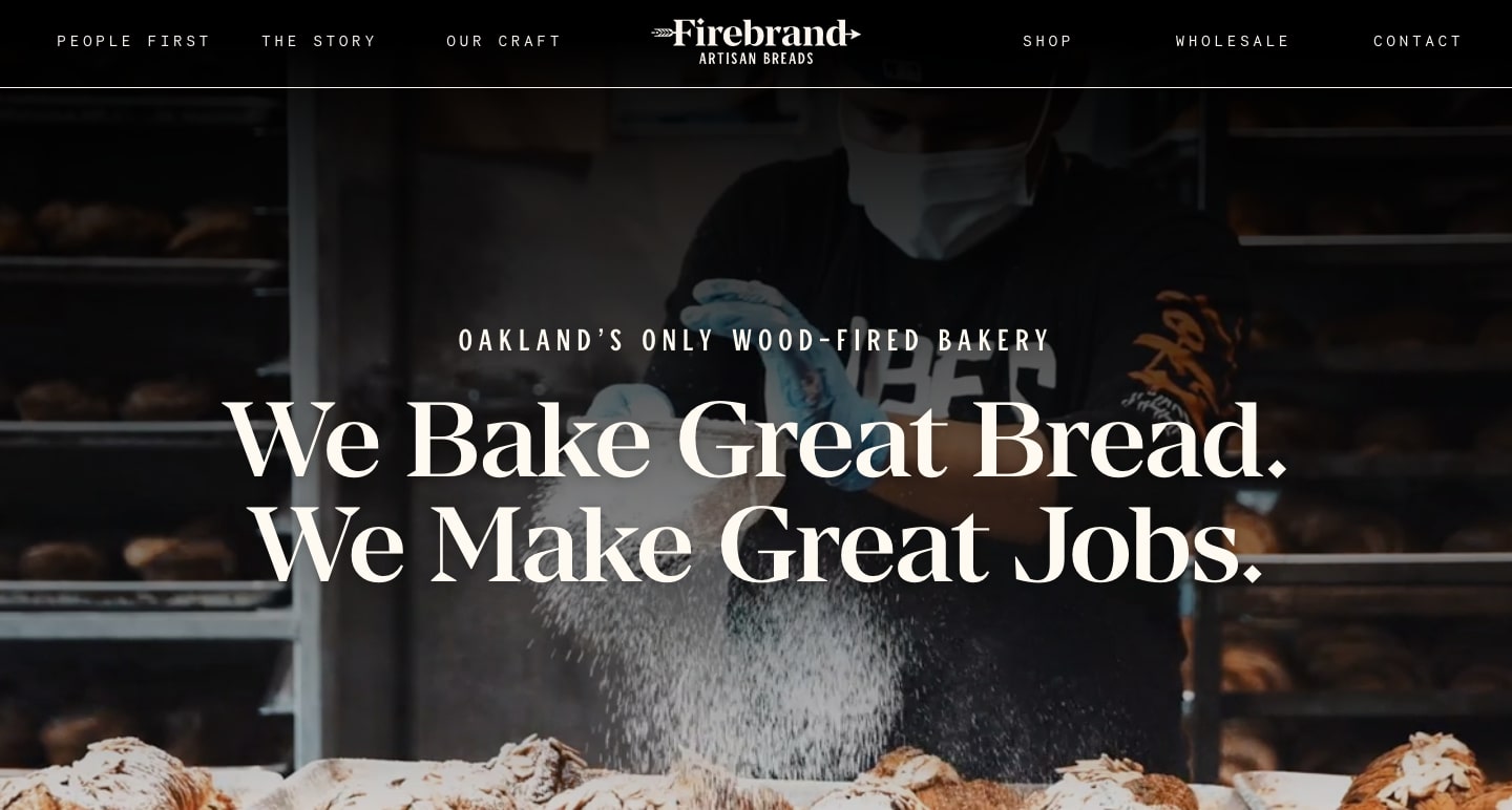 Screenshot of Firebrand's homepage