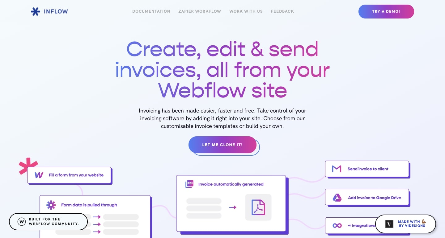 Inflow homepage
