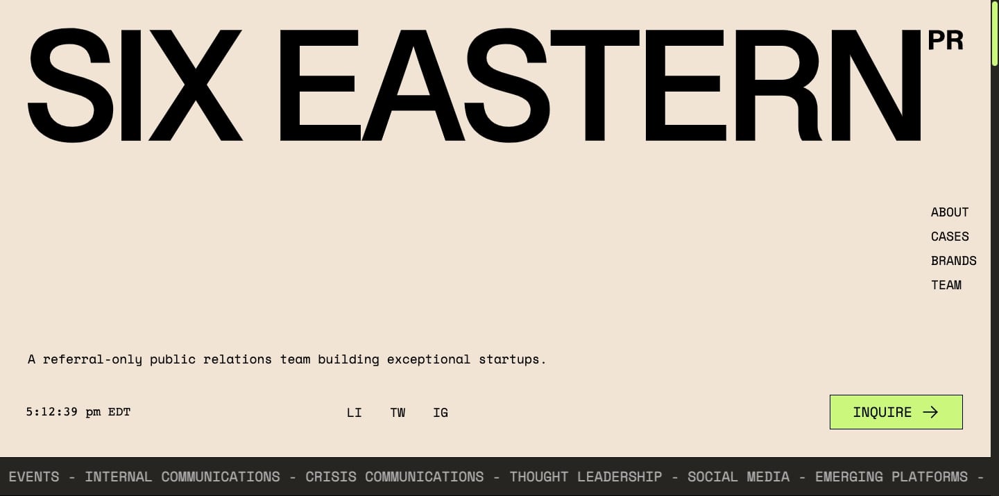 Six Eastern homepage