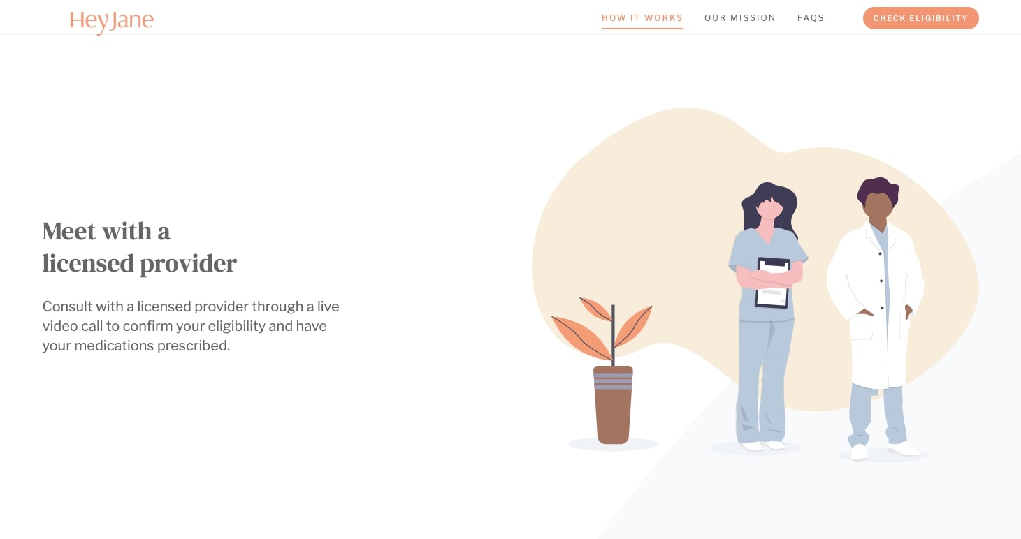An image of the HeyJane website home page.