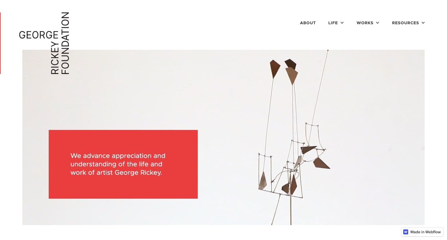 The homepage of the George Rickey Foundation.