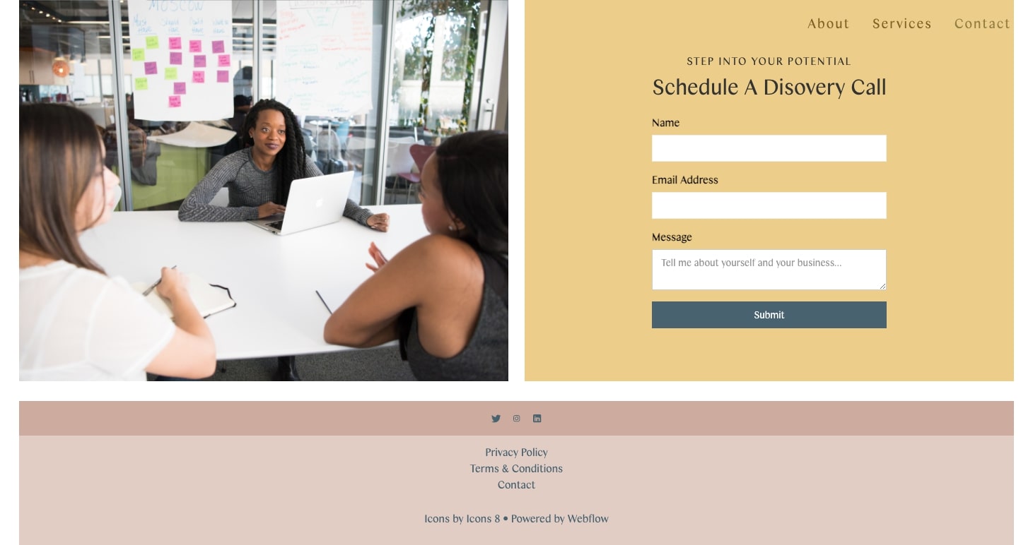 Anastasia Steven's "Schedule A Discovery Call" page.