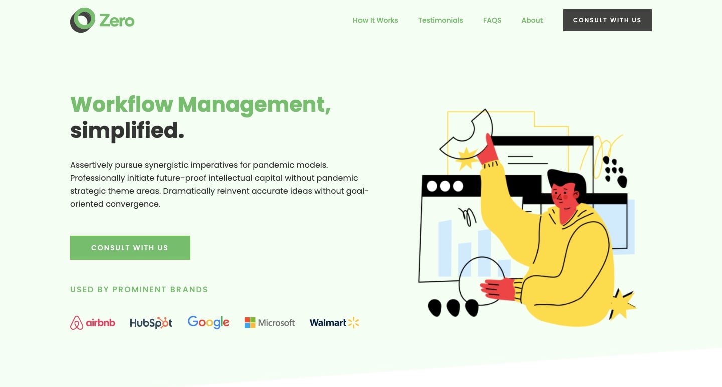 The homepage of the SaaS product landing page template.