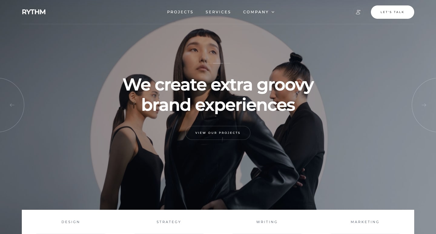 An image showcasing the RYTHM template home page.