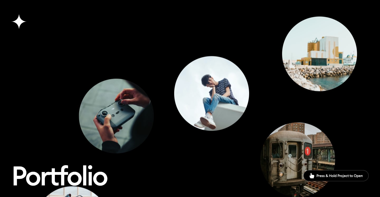 Screenshot of T.RICKS bubbles — bubbles with photos inside float on a black background.