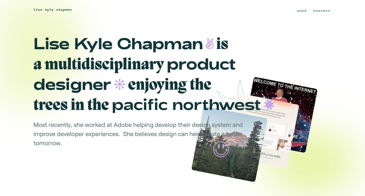 Screenshot of Lise Kyle Chapman homepage