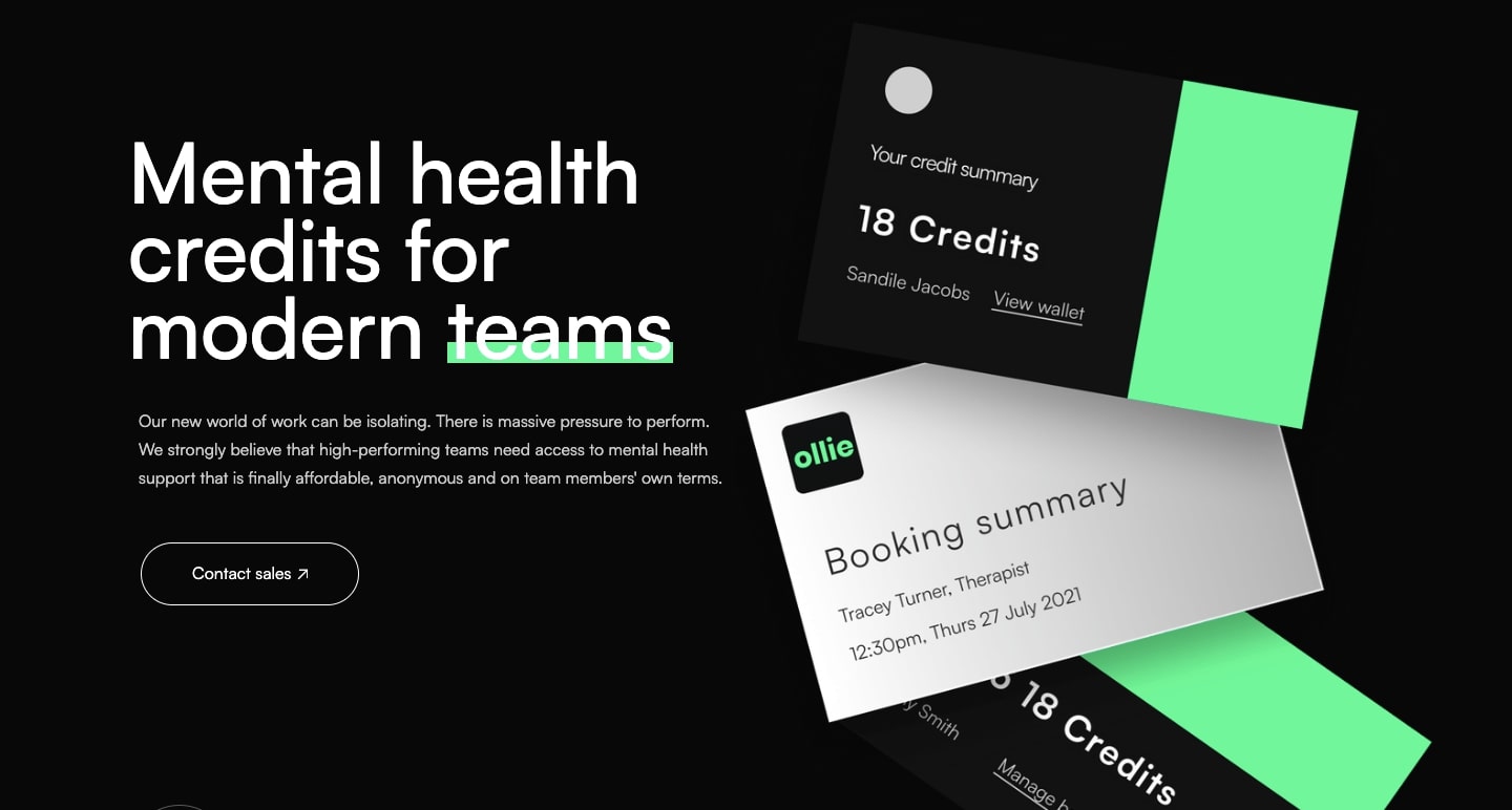 Screenshot of Ollie Health homepage