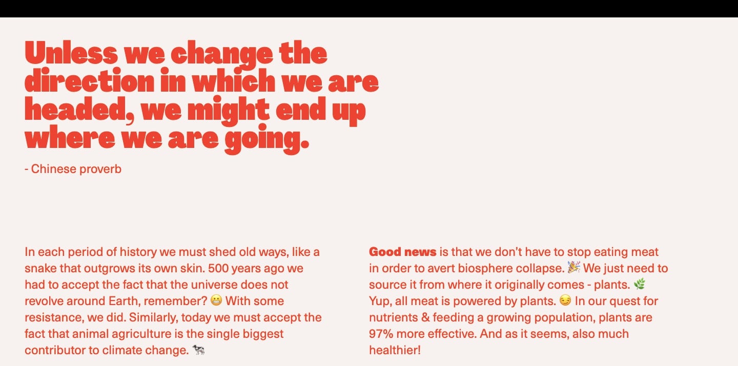 An image of Juicy Marbles' mission statement page.