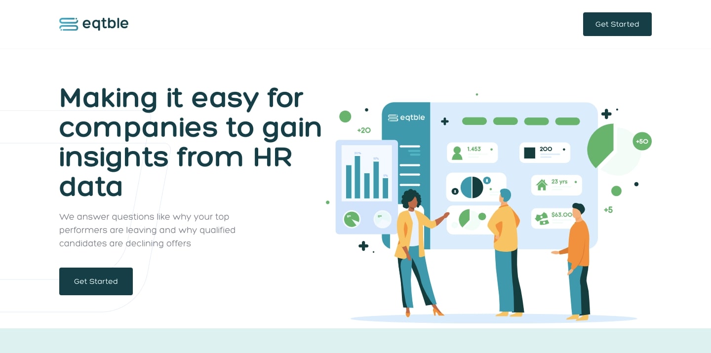An image of the Eqtble home page.