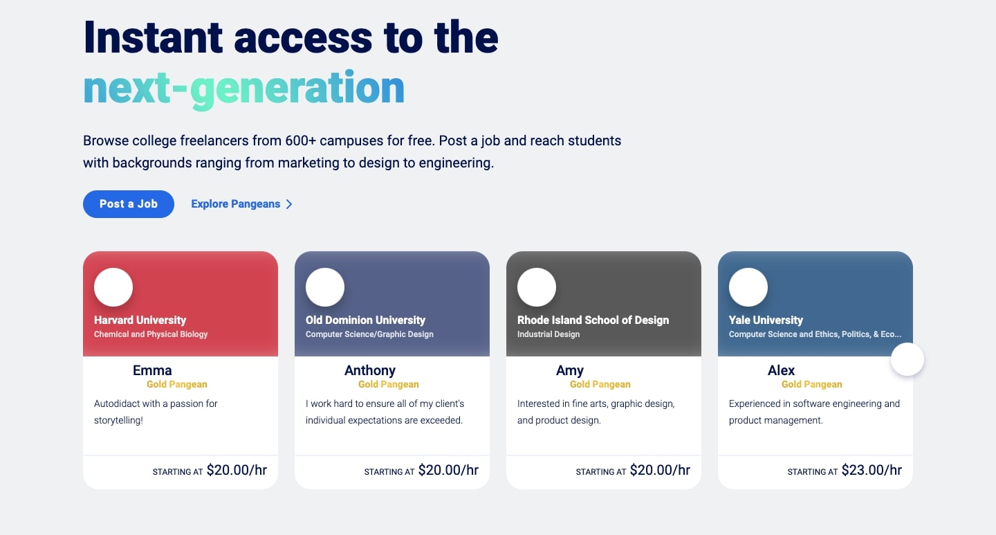 An image of examples of the types of students that companies can hire.