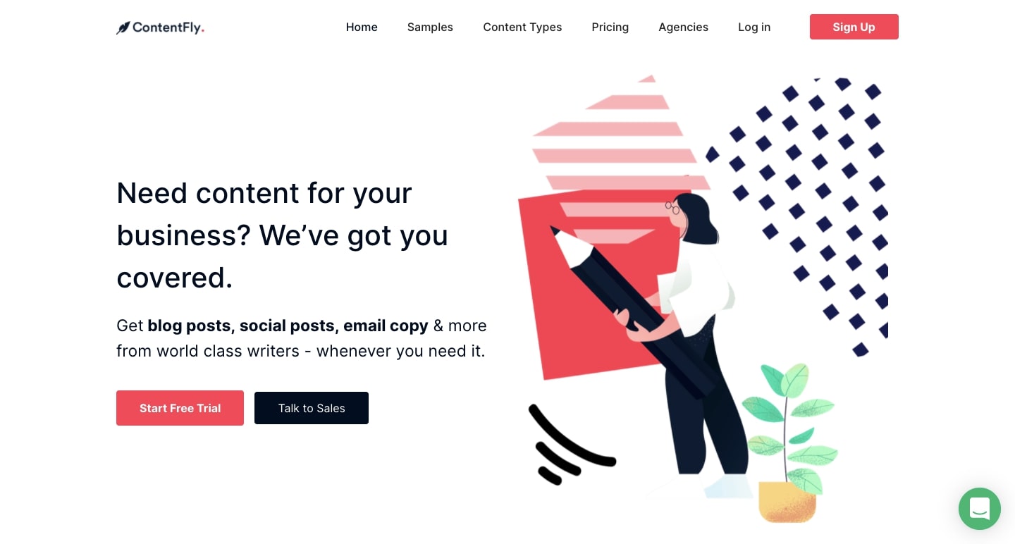 An image of the ContentFly home page.