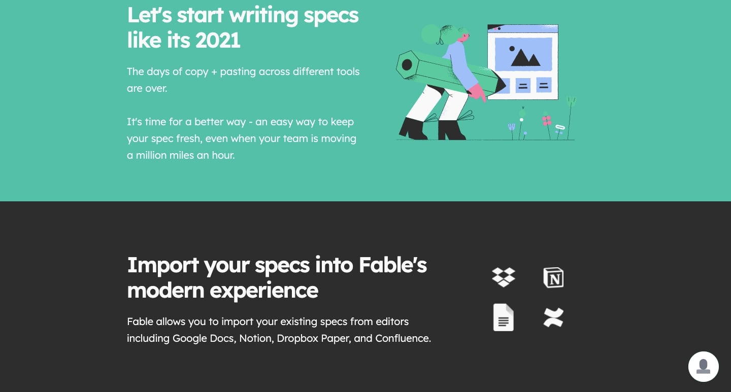 An image of Fable's website.