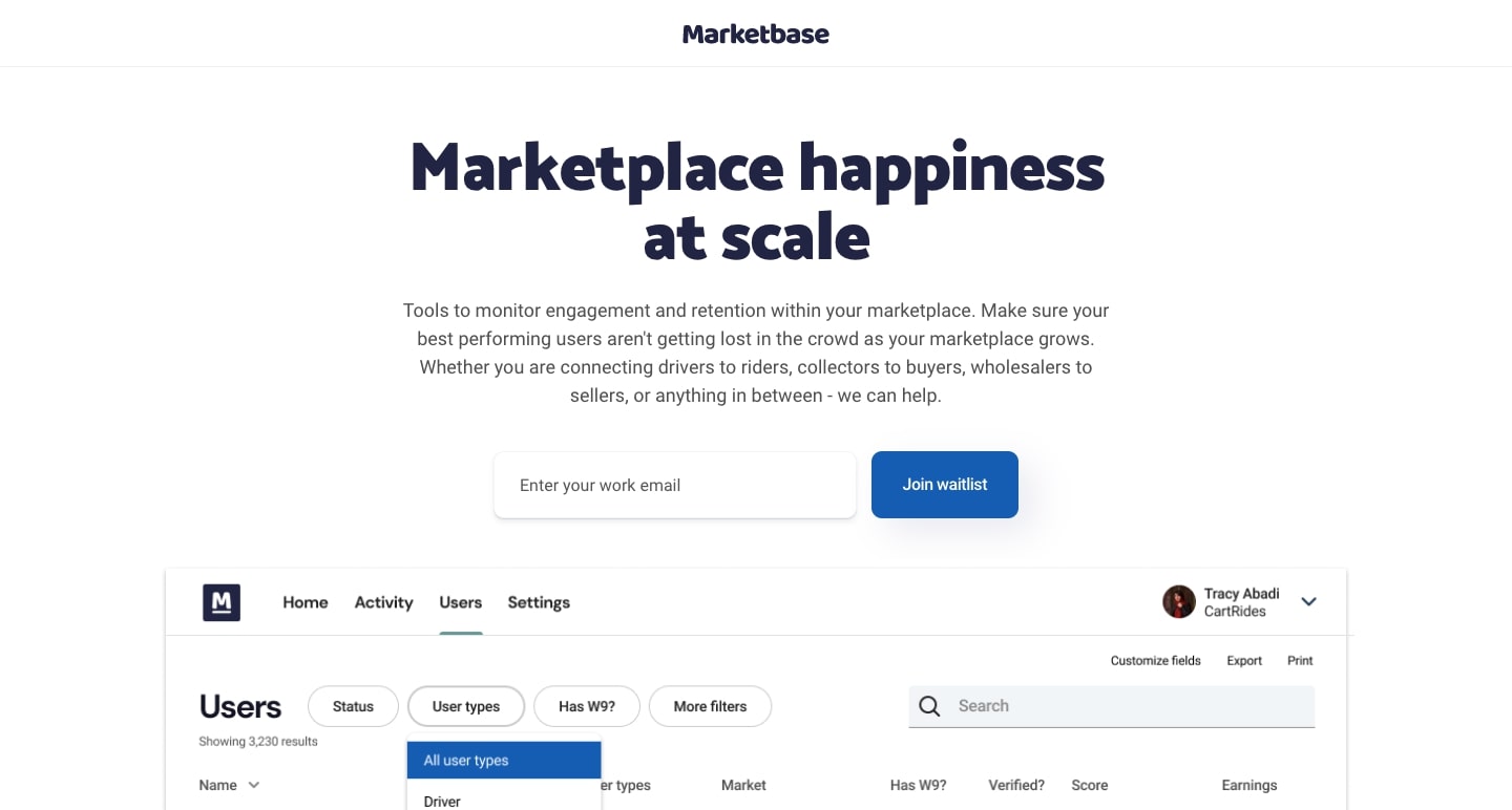 An image of the Marketbase website.