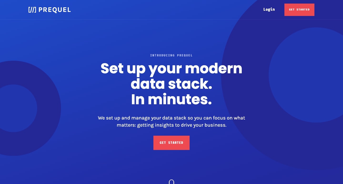 An image of Prequel's home page.