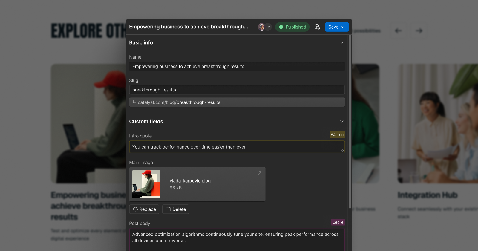 A marketer updating a content asset