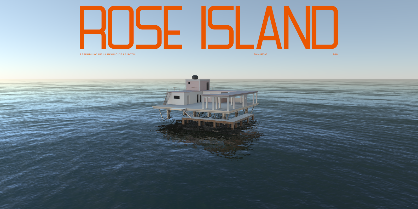 The Rose Island website features the words “Rose Island” above a 3D rendering of a home built on the water.