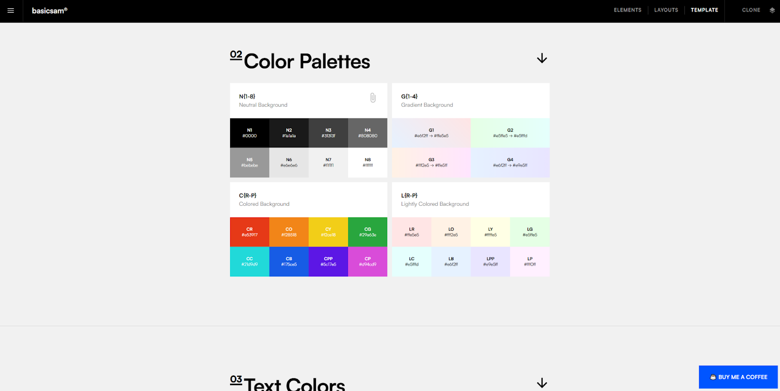 The basicsam Style Guide includes four possible color palettes.