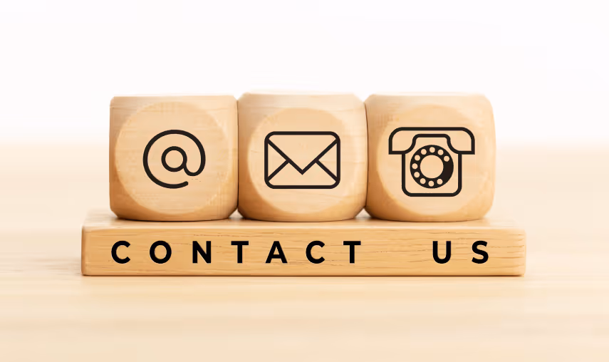 Wooden block with contact information