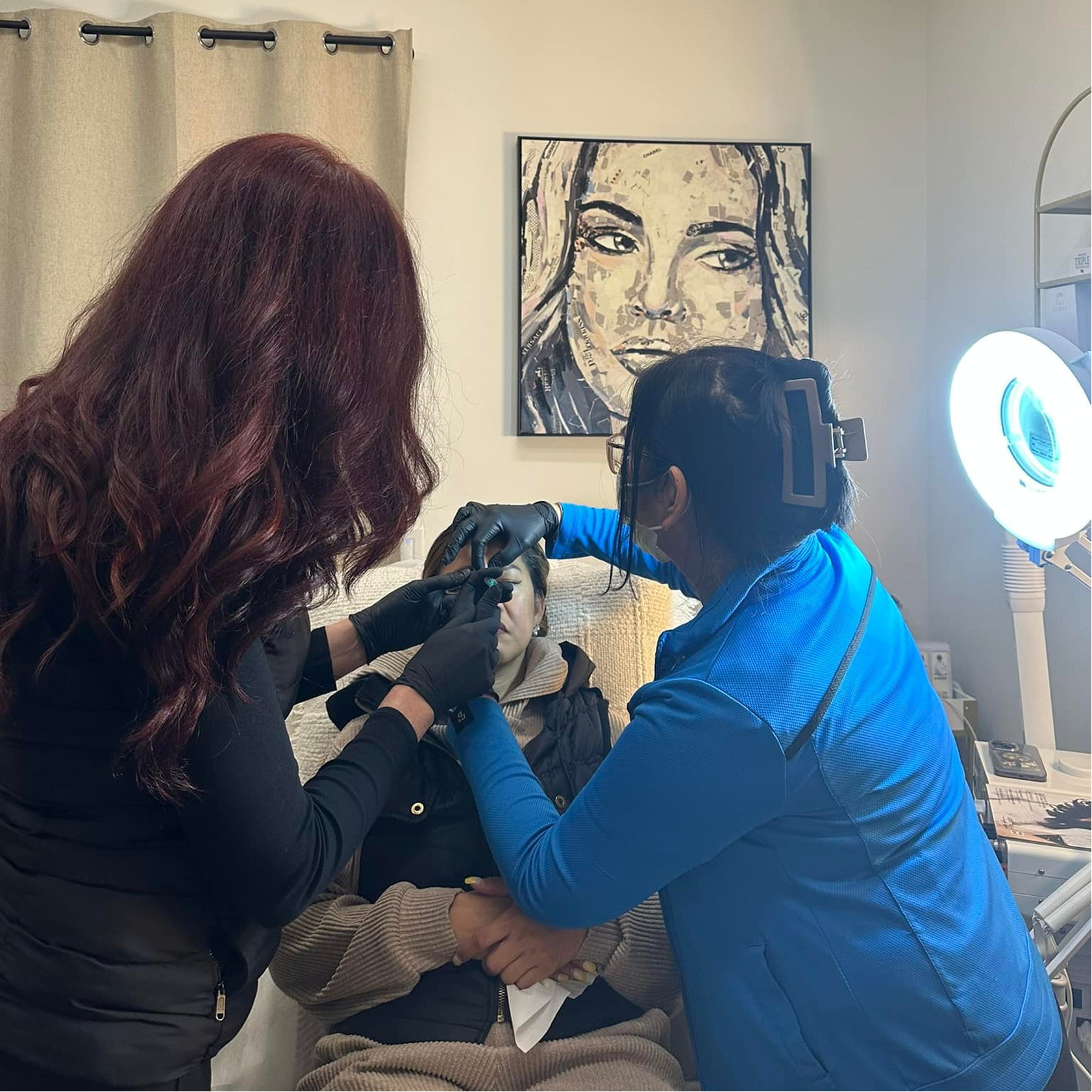 Healthcare professional holding a digital shield with a medical cross, representing secure, modern healthcare marketing services and digital solutions by Veewz.