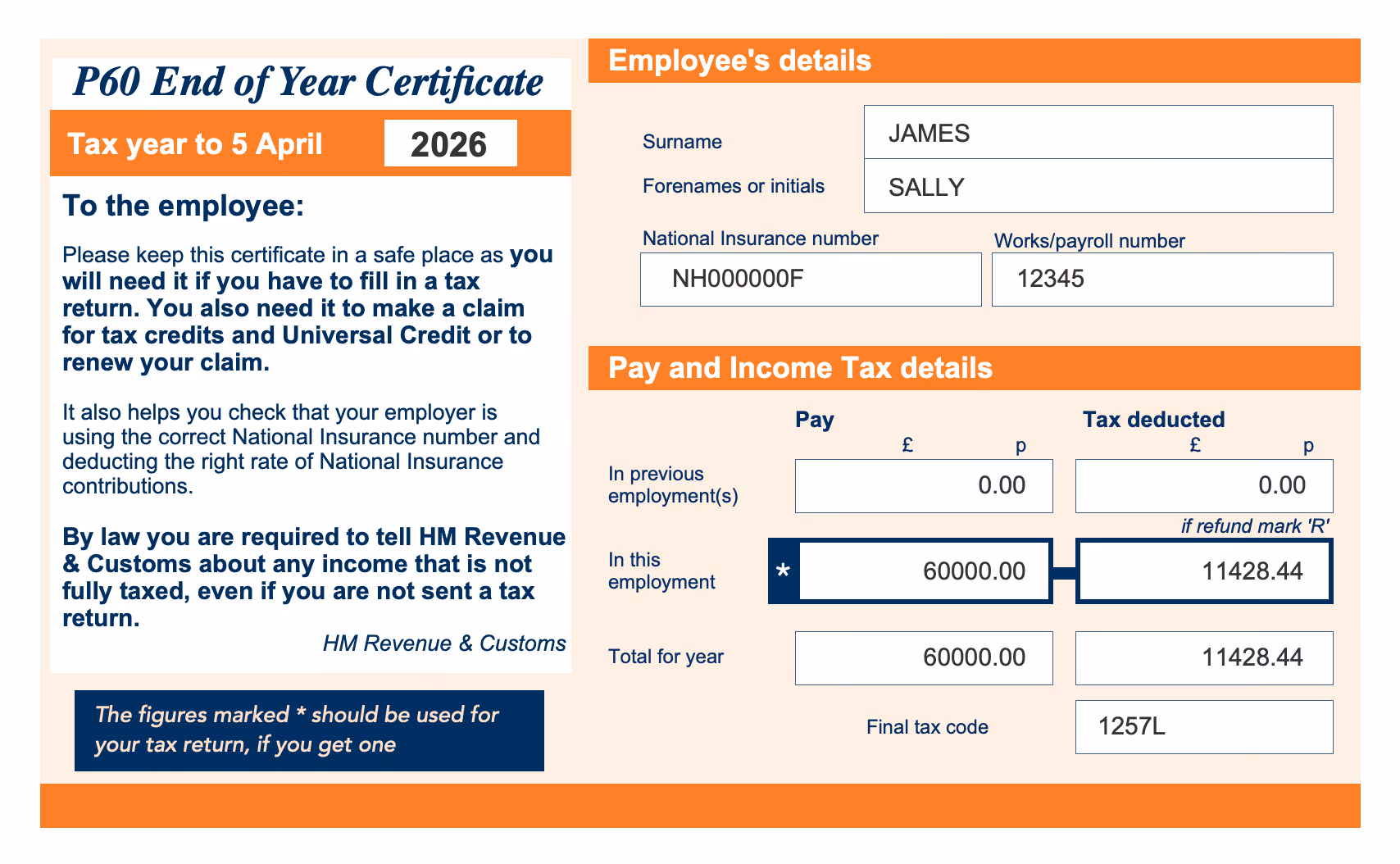 Replacement P60 Document 2026