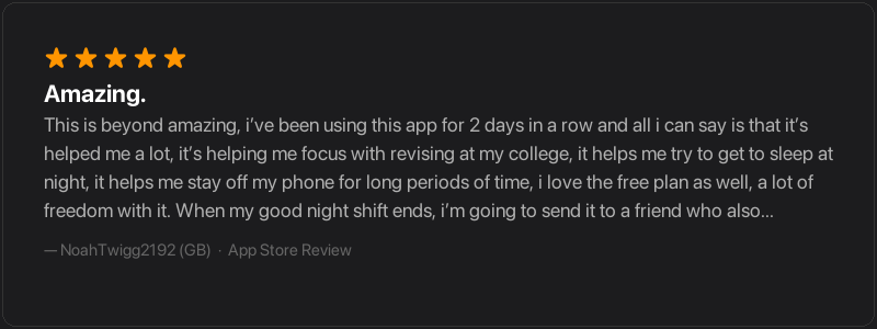 App Store review from NoahTwigg2192