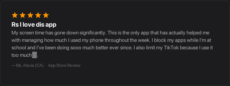 App Store review from Ms. Alexia