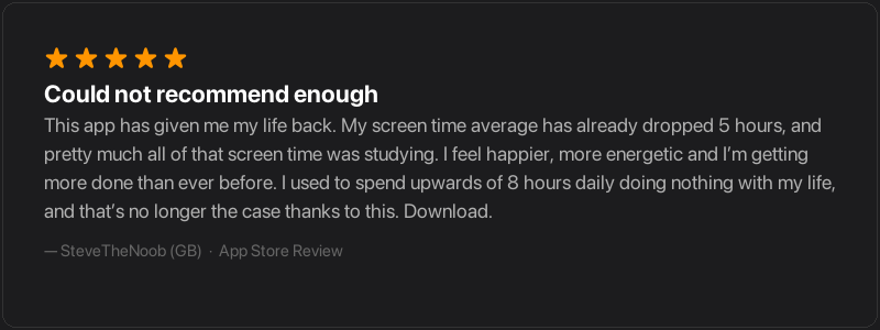 App Store review from SteveTheNoob