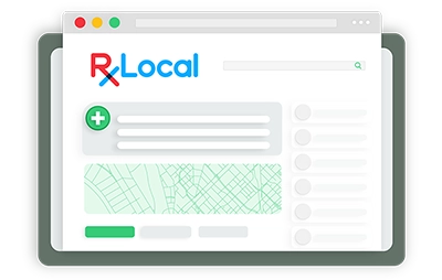 Claim step with location of a nearby pharmacy on screen