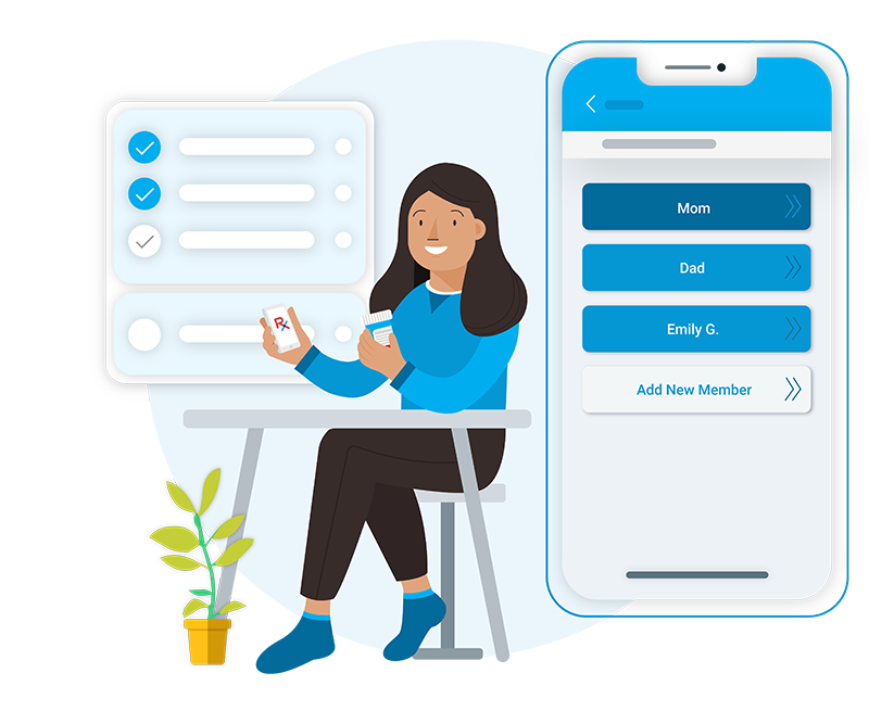 Illustration of a mobile phone with family members
