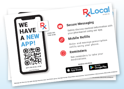 Image of advertising from RxLocal app on desk