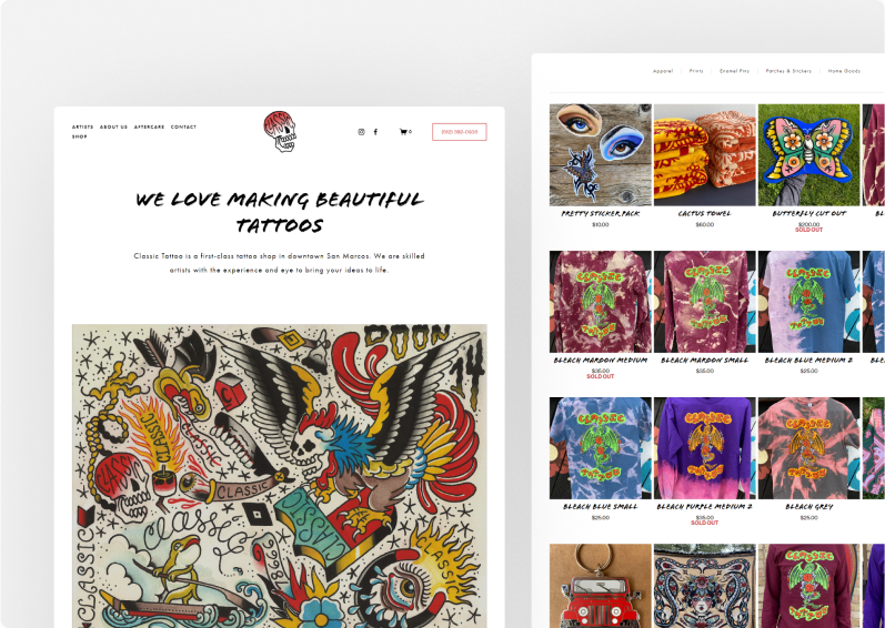 Classic Tattoo Website Display