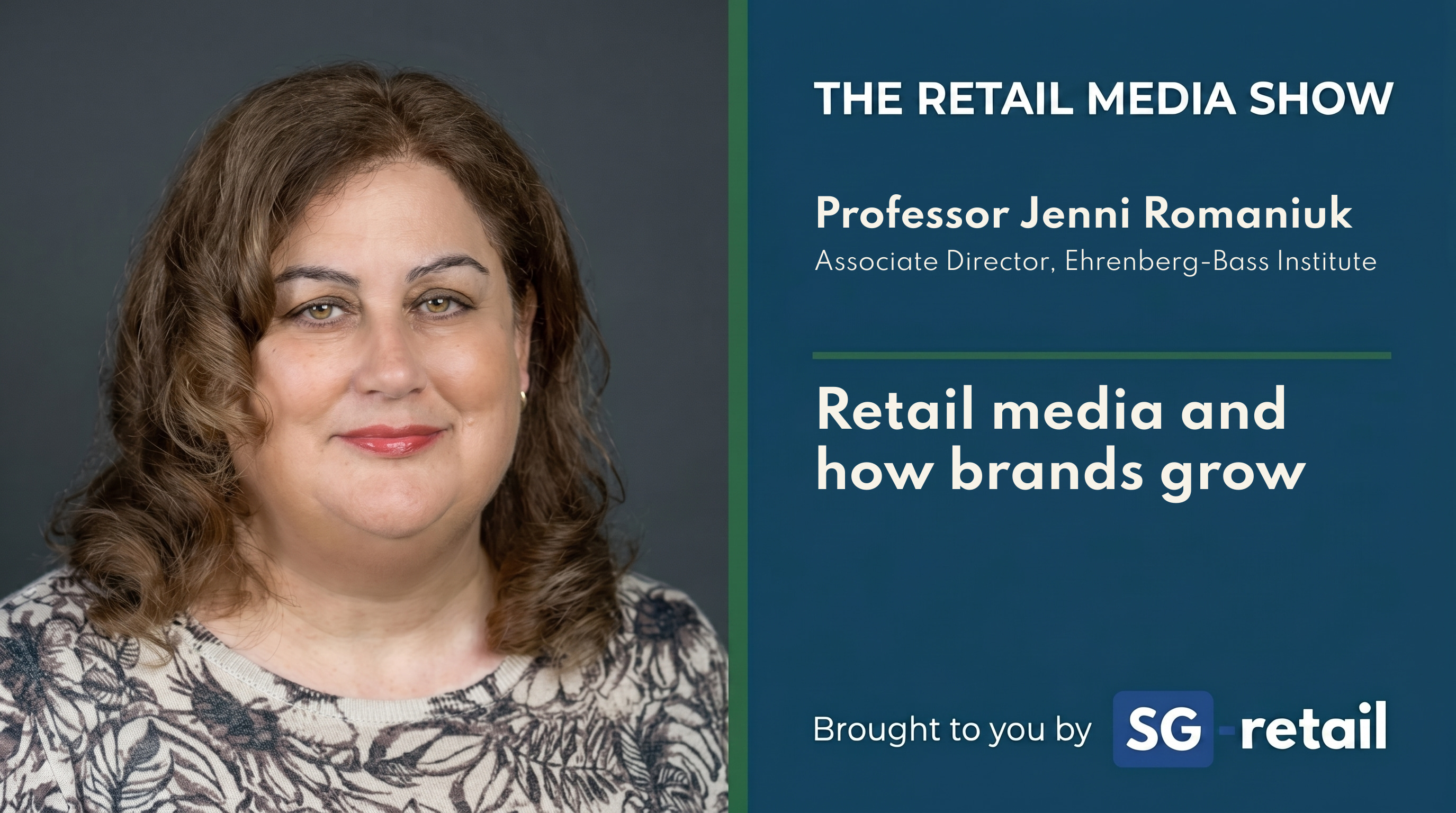 The Retail Media Show episode artwork for Professor Jenni Romaniuk on retail media and how brands grow