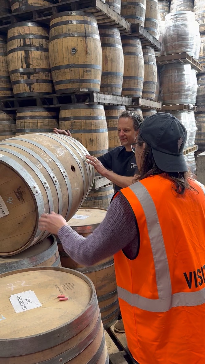 Found North blender inspecting a cask