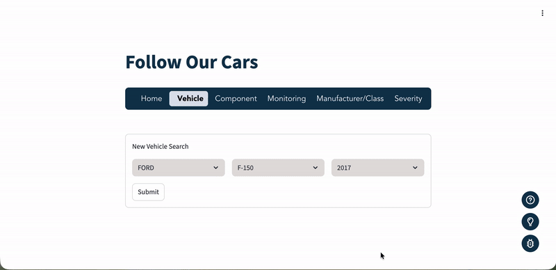 Vehicle tab before redesign