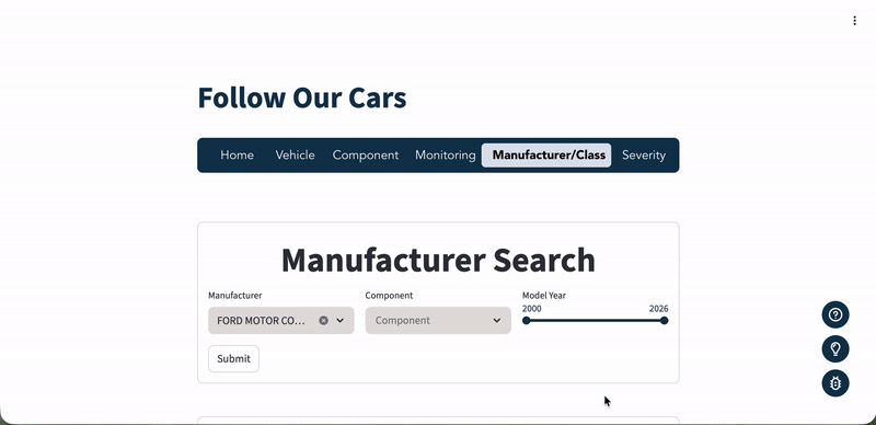 Manufacturer/Class tab before redesign