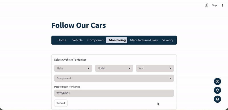 Monitoring tab before redesign