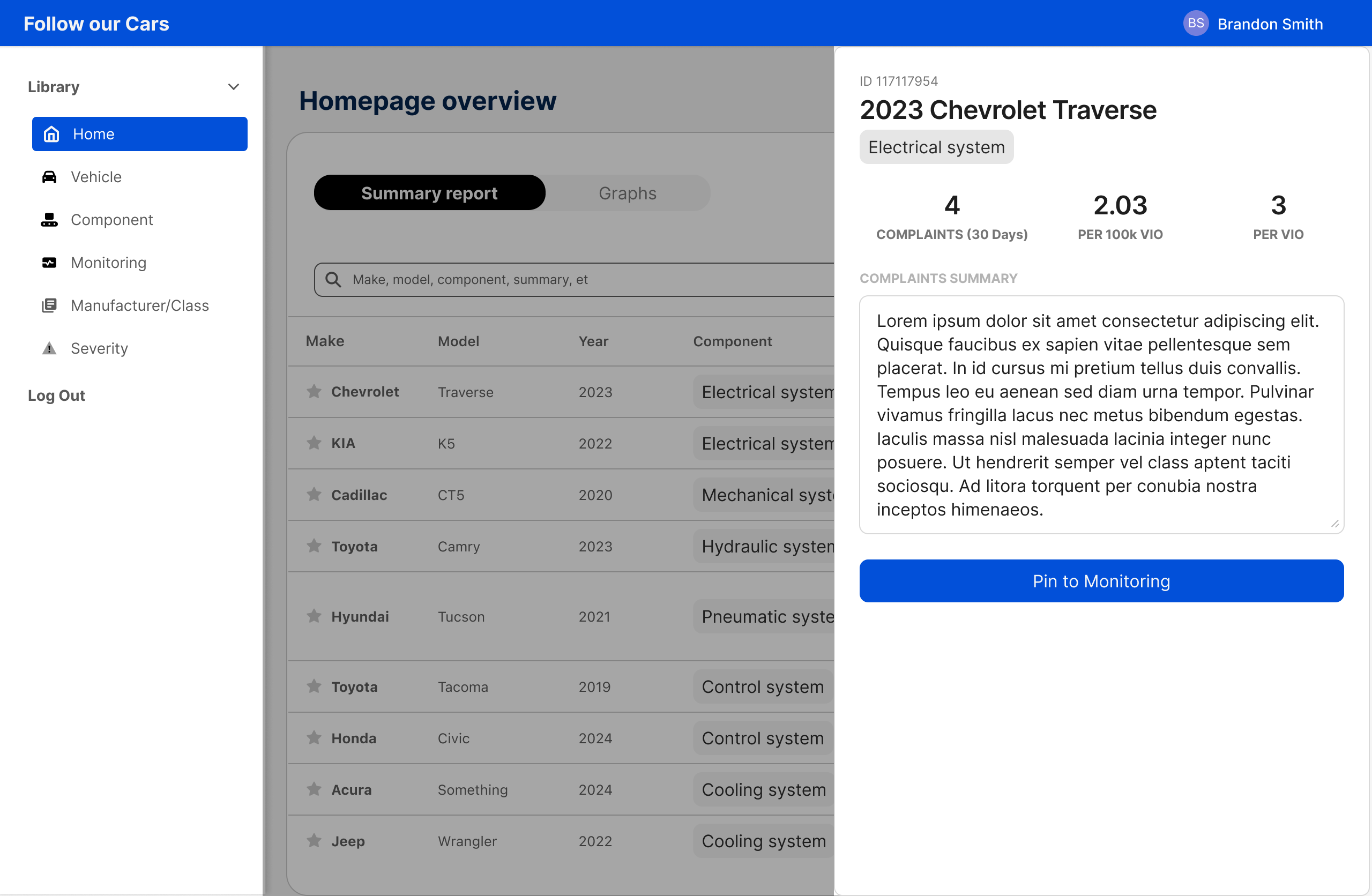 Homepage side drawer open