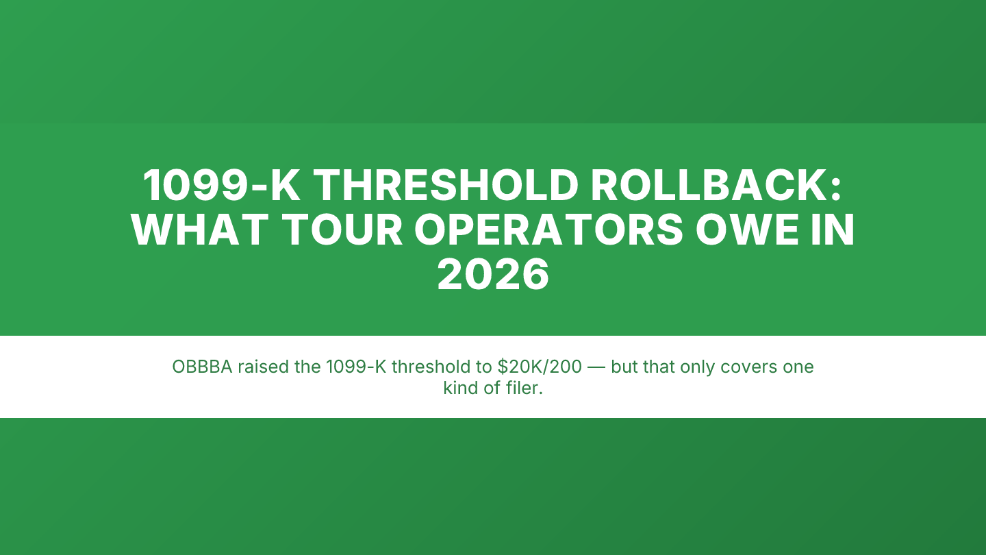 The 1099-K Threshold Rollback: What It Means for Your Tour Payouts in 2026