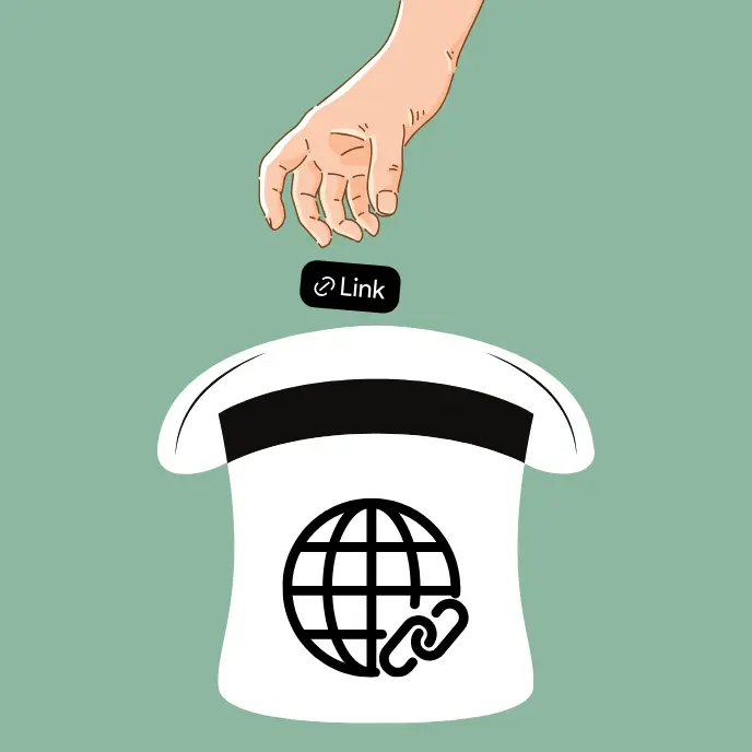 Hand Grabbing Links From A White Hat Fun Graphic