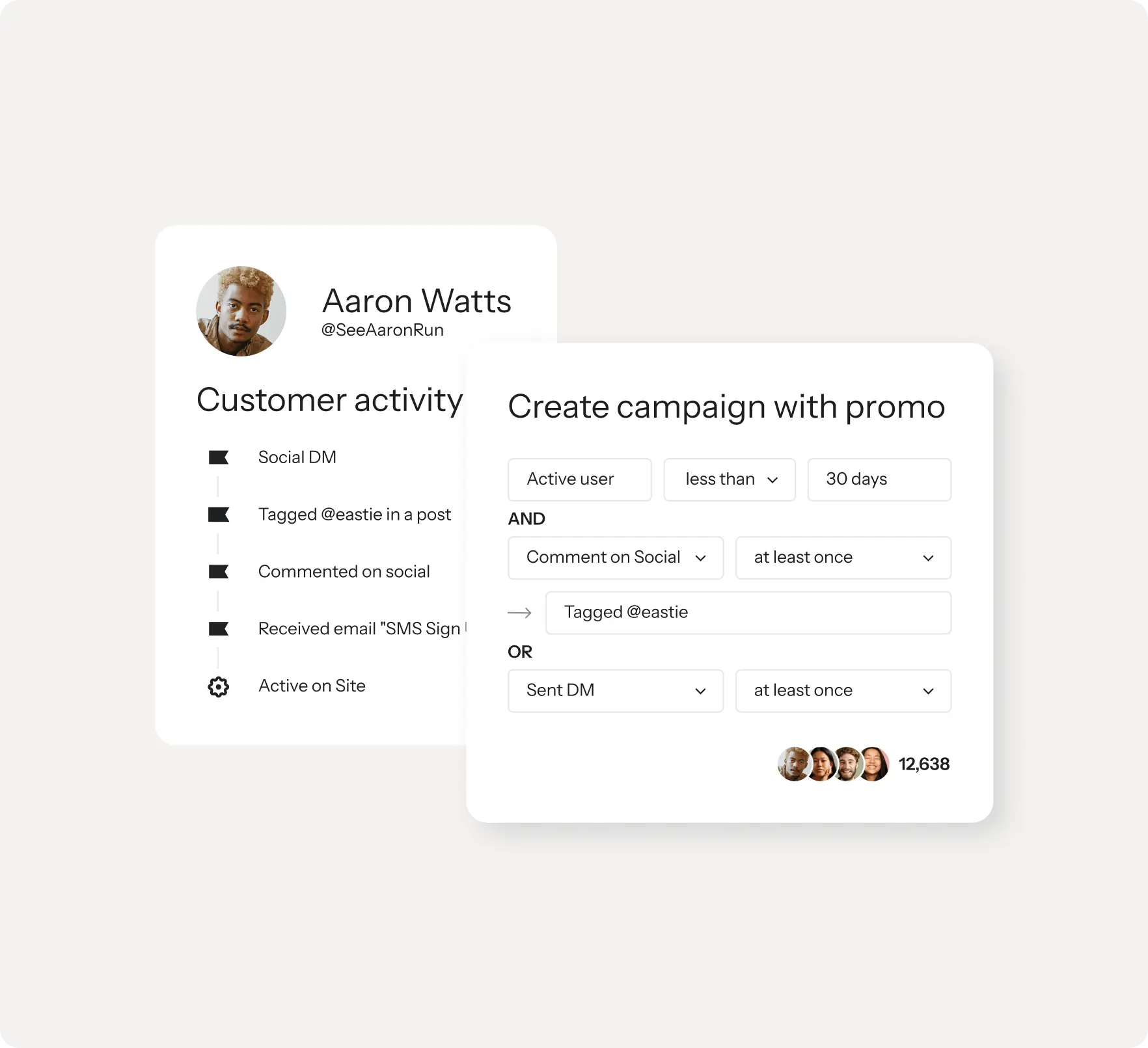 Display of Klaviyo customer activity for campaign creation