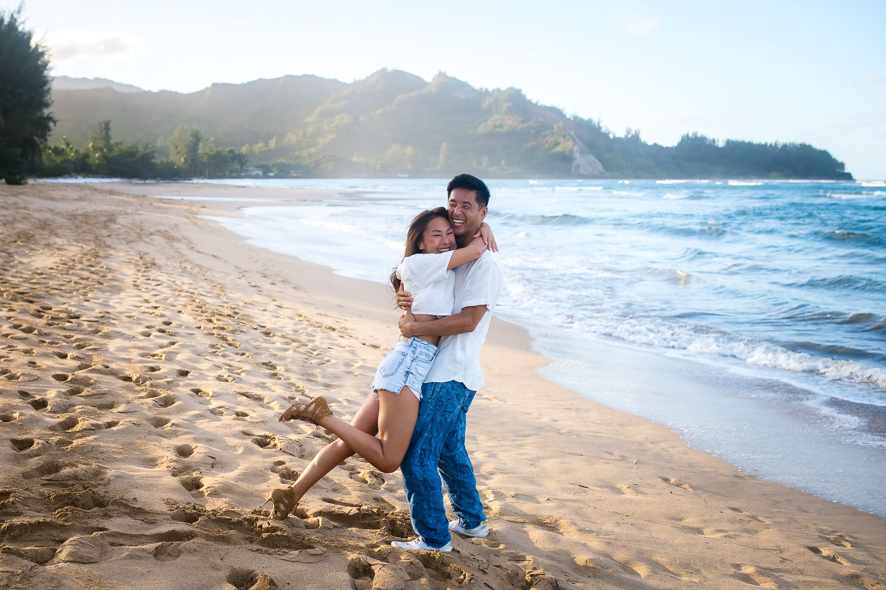 Couple celebrating their engagement on Kauai.