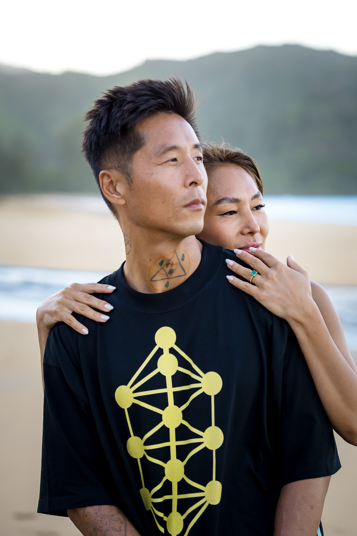 Dreamy Kauai photo of newly engaged couple