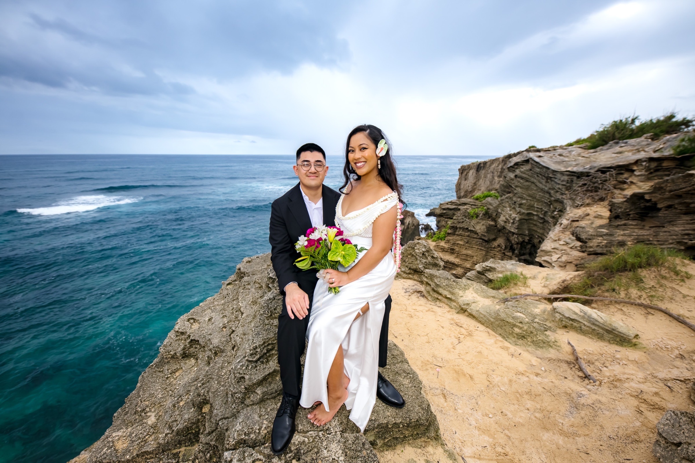 bride and groom portraits kauai wedding photography