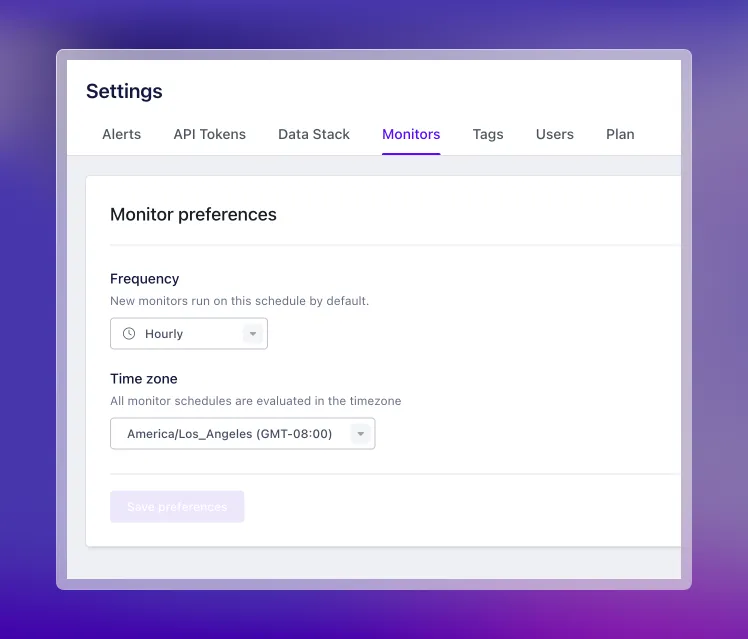 Set the time zone for your monitor run schedules