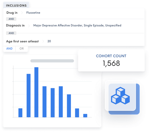 Cohort Builder interface with updated statistics based on the user's cohort selection.
