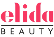 Elida Beauty text logo in red and black letters.