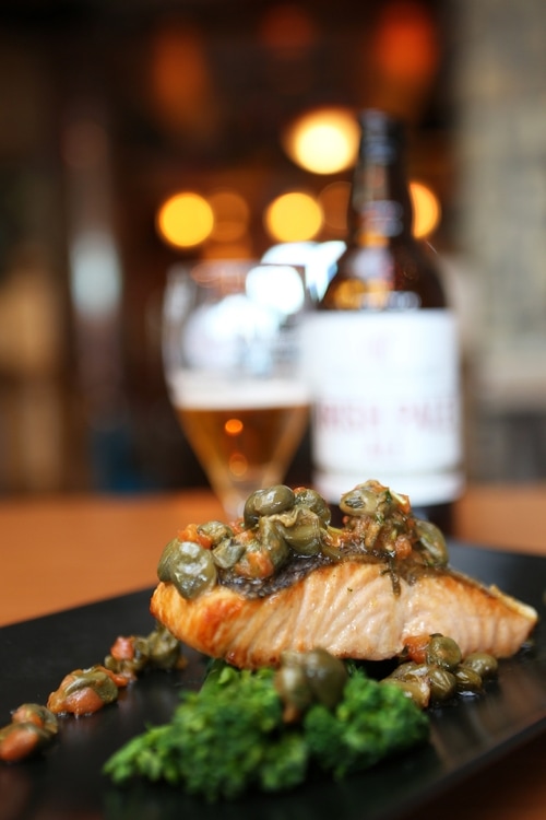 Product and Food Photography by Jenny Callanan Photography, Salmon with beer, Glyde Inn Annagassan